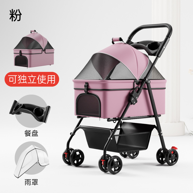 Carrito Separable para Mascotas Metal Plegable para Perros y Gatos Viajes