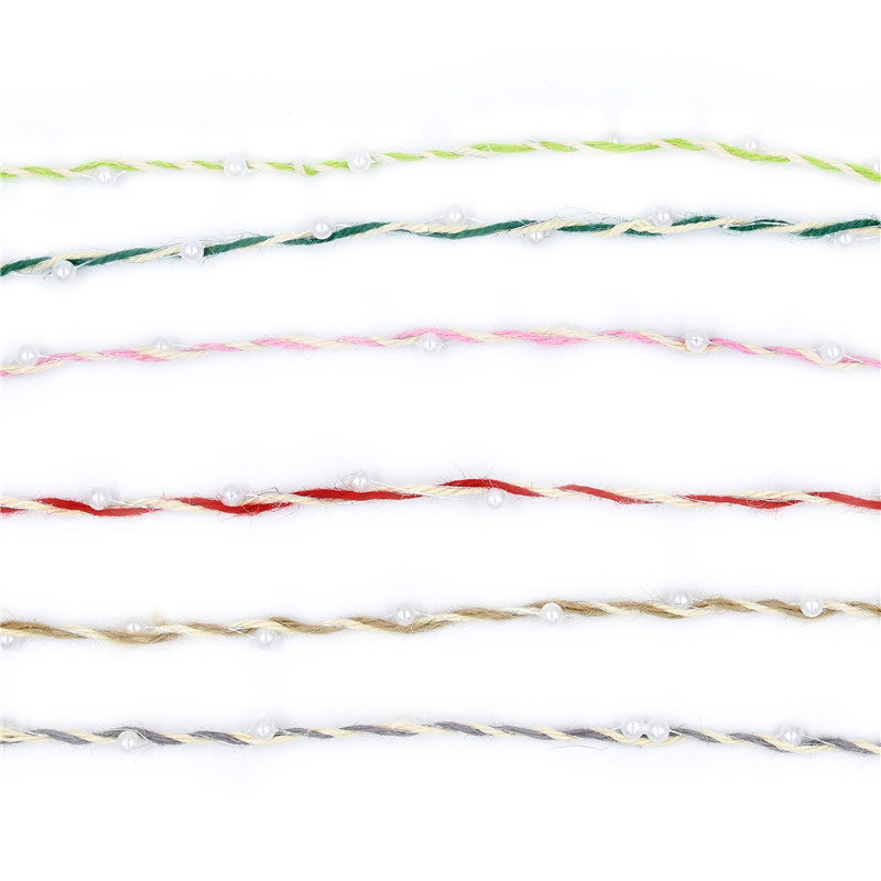 Nuevo transfronterizo tejido a mano contraposición corda de cáñamo flor de jardinería embalaje de regalos de cadena de cuentas con alambre de hierro 5 metros
