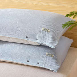 LW96卡扣枕巾夏季冰丝一对装2023新款竹纤维凉感纱布枕头巾套巾防