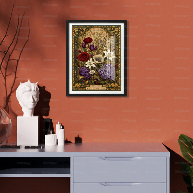 Mona Lisa Real bordado cruzado retro flor salvaje minimalista sala de estar flor estética pintura decorativa de la sala de estar bordada a mano image 3