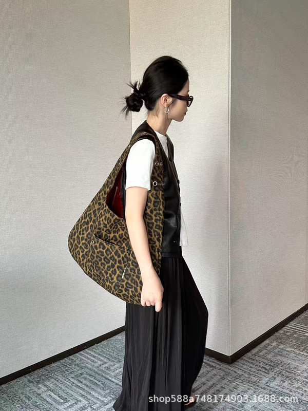 复古豹纹帆布包包女2025新款松弛感慵懒风单肩包大包大容量托特包|undefined