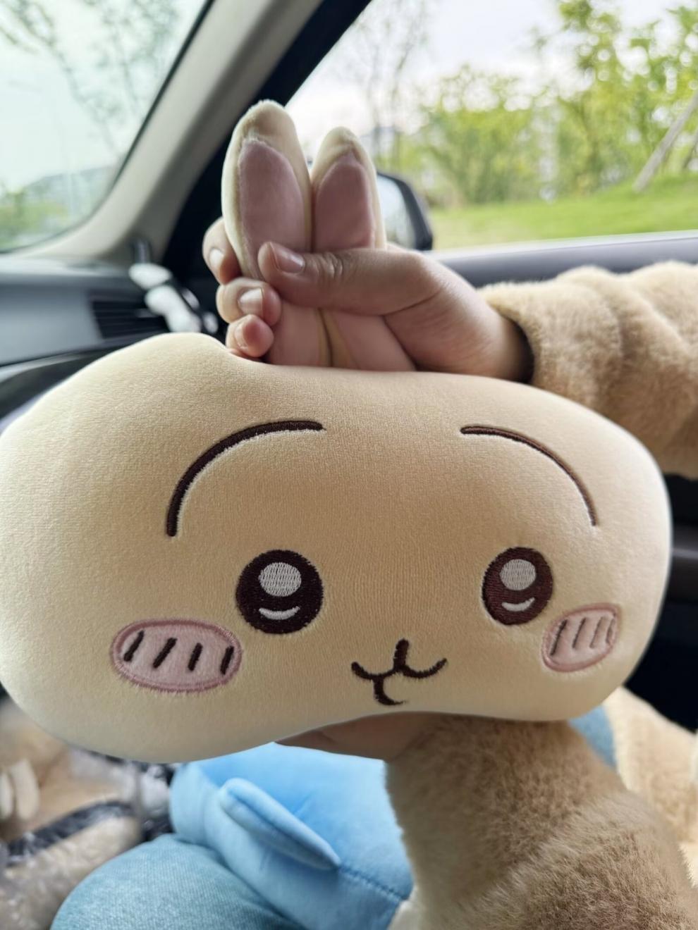 Cartoon Cute Ji Yi Plush Car Headrest Neck Pillow Seat Cushion Lumbar Support Car Interior Decoration