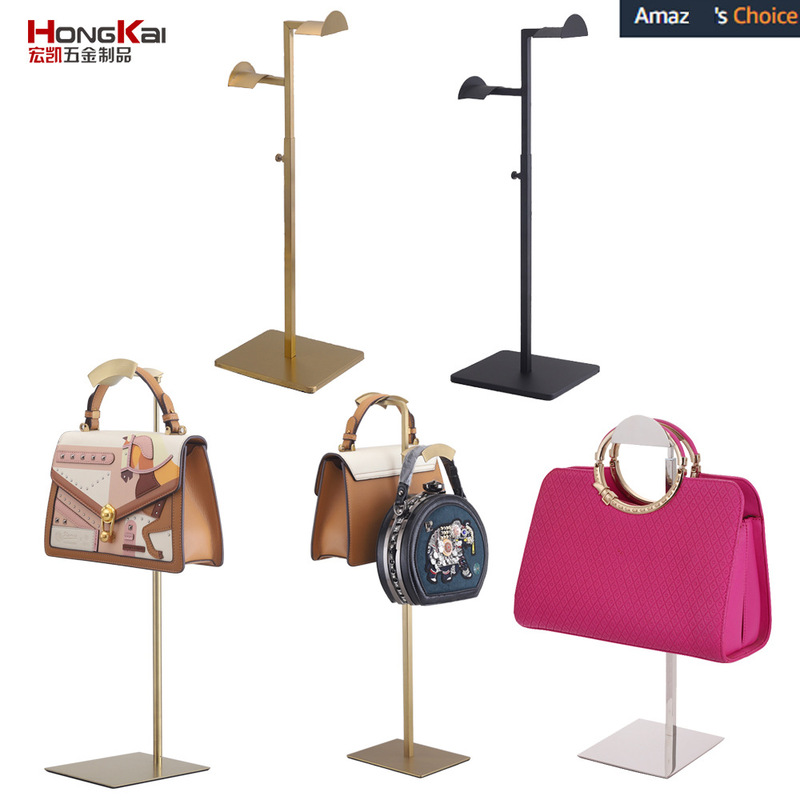 Adjustable High-End Bag Display Rack for Clothing Stores, Stainless Steel Bag Display Stand