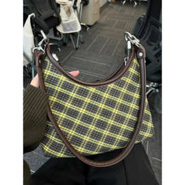 新款复古格纹腋肩包小众设计高级质感通勤包时尚百搭斜挎包你