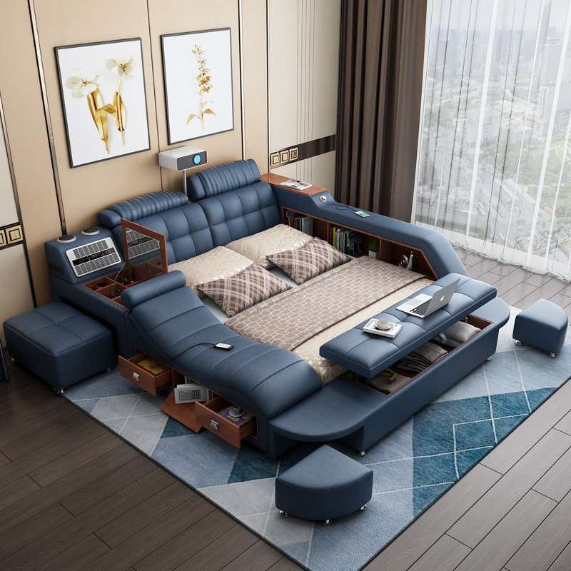 Masaje multifuncional cama de tatami doble moderna y simple cama de cama de cama de cama de tela inteligente suministro directo