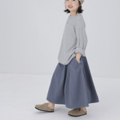 BOBOKIDS 25年秋款童装日系女童半身裙百搭纯色多拼长裙亲子装