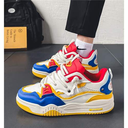 Men's Spring New Casual Shoes, Versatile Student Retro Minority Thick Sole Height Leisure Sports Sneakers
