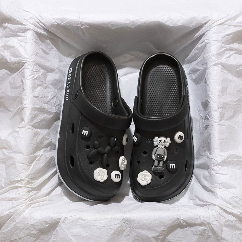 블랙 [참깨 거리 공 개] 에바 부드러운 바닥 외부 착용