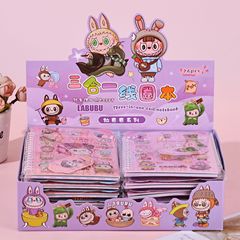 卡通热卖拉布布三合一线圈本可爱手账PET素材本跨境LABUBU贴画本
