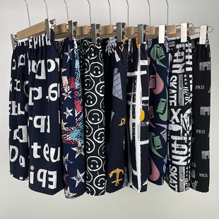 Artificial Cotton Shorts Men's Cotton Silk Pajama Pants Summer Thin Half-length Pants Large Size Beach Pants Outer Wear Home Large Pants