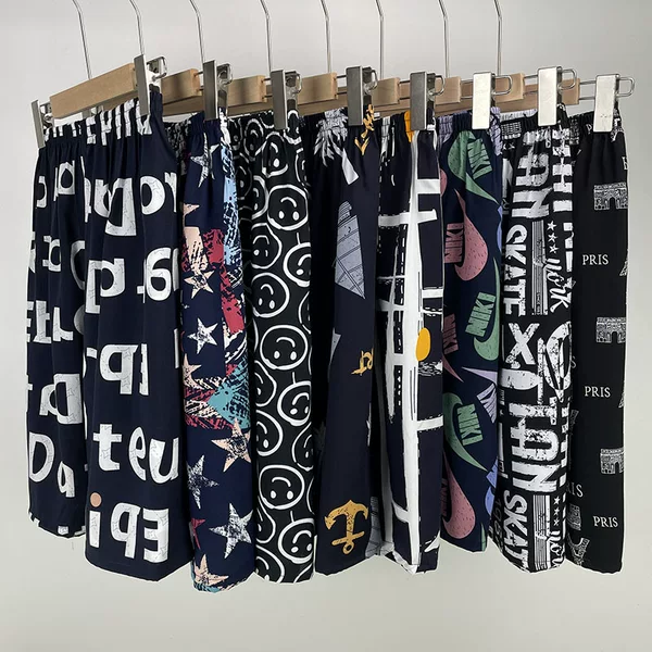 Artificial Cotton Shorts Men's Cotton Silk Pajama Pants Summer Thin Half-length Pants Large Size Beach Pants Outer Wear Home Large Pants