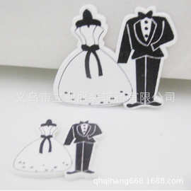 白底彩绘无孔木质纽扣 婚礼贺卡装饰木牌 diy手工辅料木扣 帽子扣