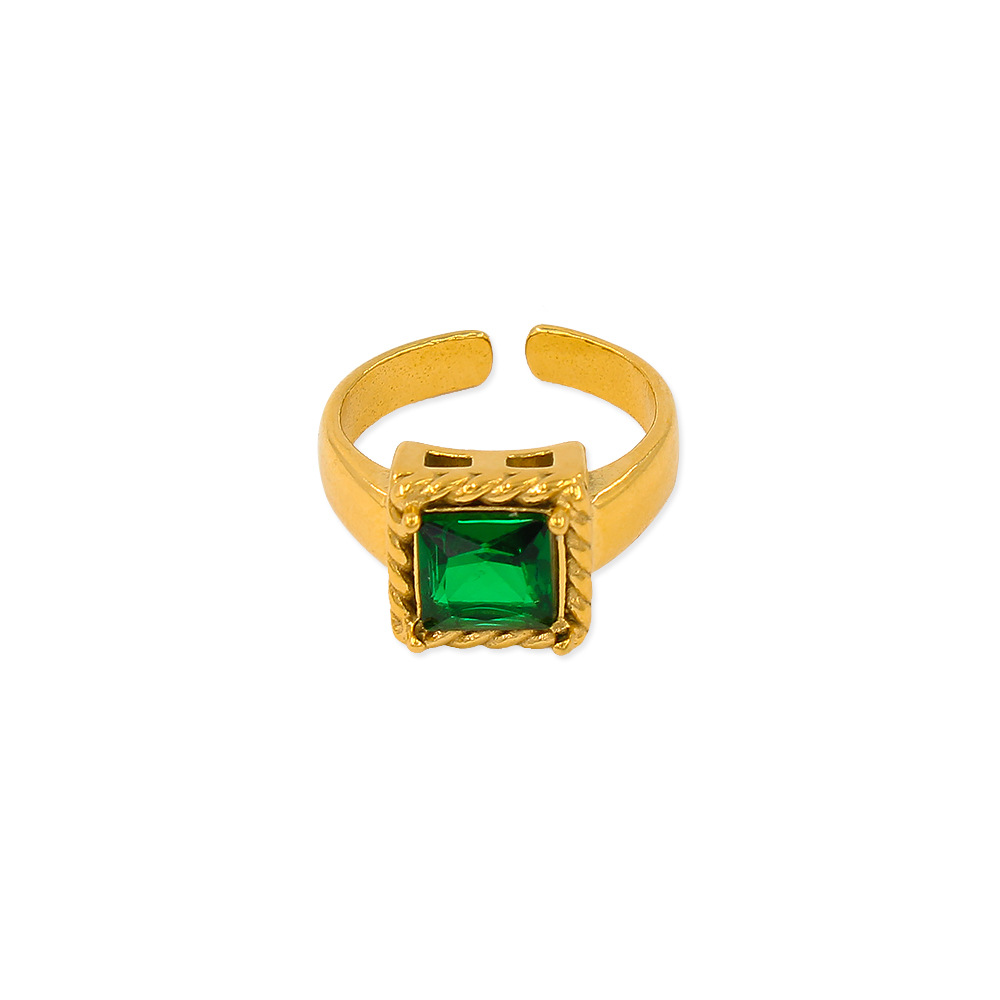 1 Piece Fashion Square Titanium Steel Plating Inlay Zircon Womenu0027S Open Ring