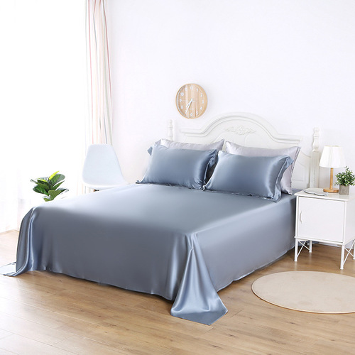 Butterfly embroidery 30mm silk four-piece set 100% mulberry silk luxury solid color bed sheet sheet wide quilt cover bedding