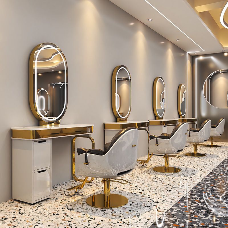 理髪店ミラーテーブル、理髪用片面パーマ・染めカットミラーキャビネット、ステンレス製ヘアサロン専用大理石パーマ・染めテーブル|undefined