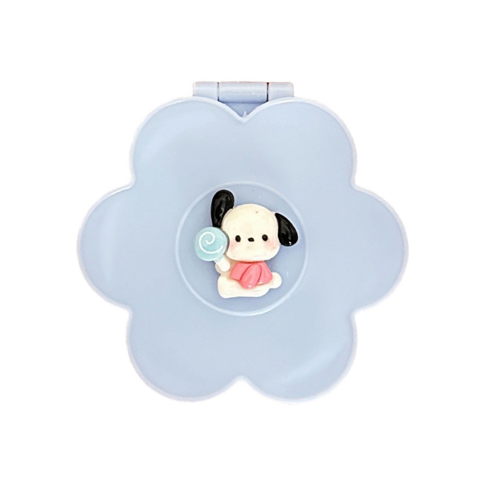 Caricatura encantadora flor de dibujos animados pequeño espejo conveniente portátil espejo plegable de dos caras espejo de maquillaje HD al por mayor