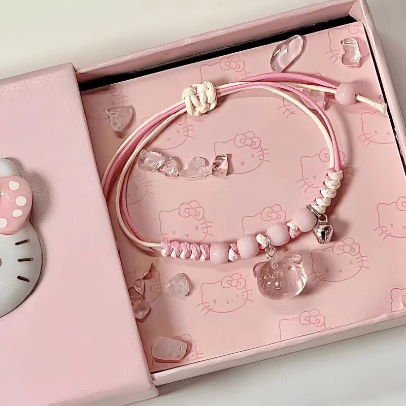 Cartoon Kitty Cat Woven Bracelet Women's High-end Sweet Girl Style Handmade Woven Hand Rope Girlfriend Ceremony