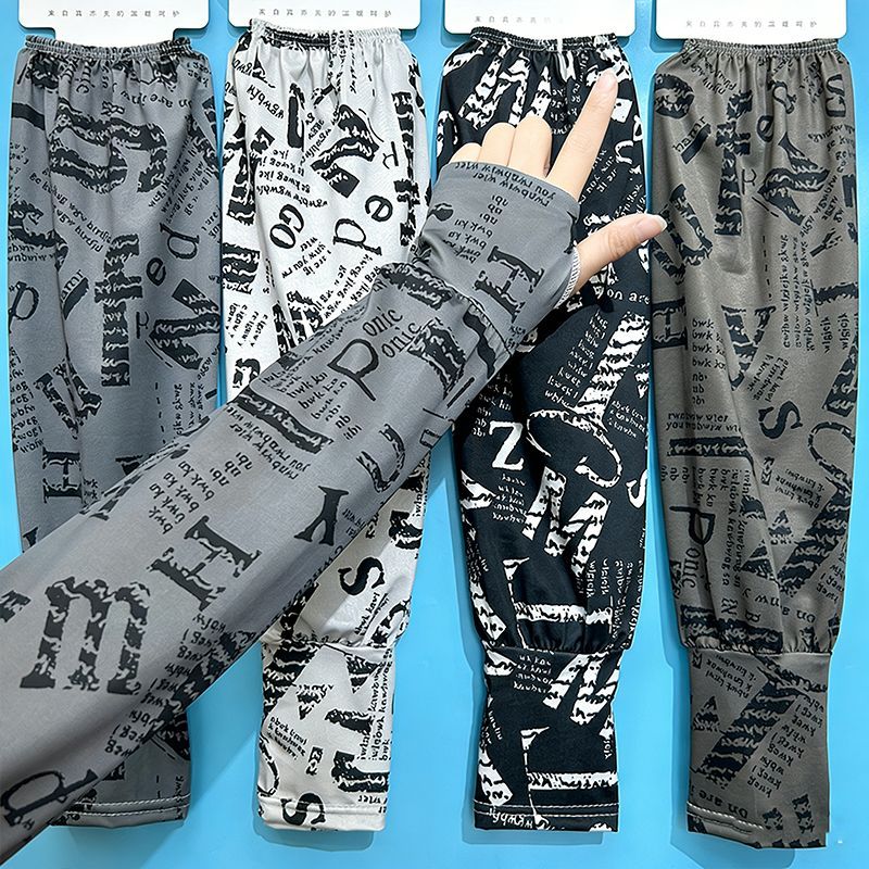 Extra-large loose-fitting ice sleeves for men in summer, made of ice silk, for driving, sun protection, cycling, UV protection, finger protection, arm sleeves