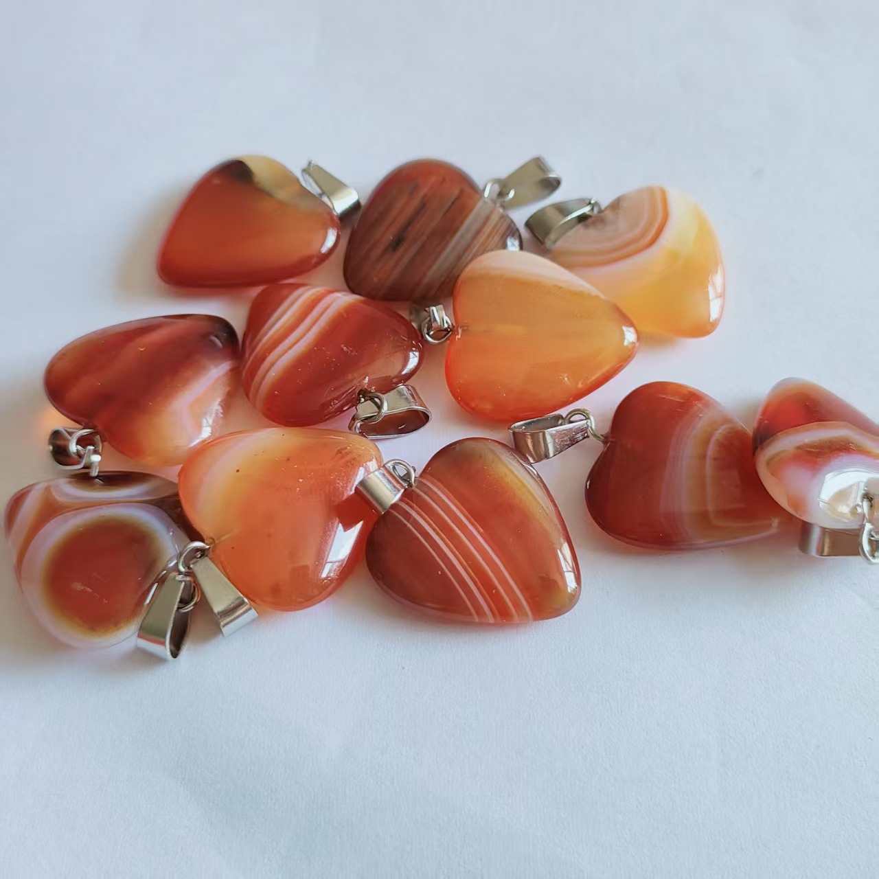 Cruz-frontera piedra natural amor colgante 20mm cristal Ágata en forma de corazón colgante melocotón corazón COLLAR COLGANTE accesorios de la joyería