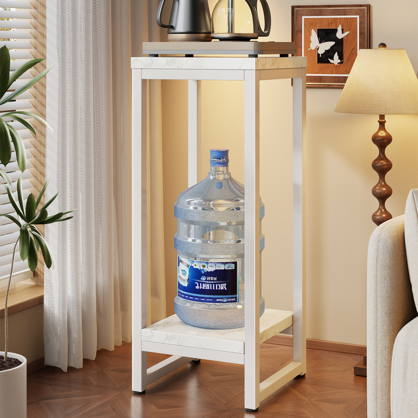 Water dispenser rack for living room, floor-standing cabinet for bottled water, stand for small desktop electric kettle
