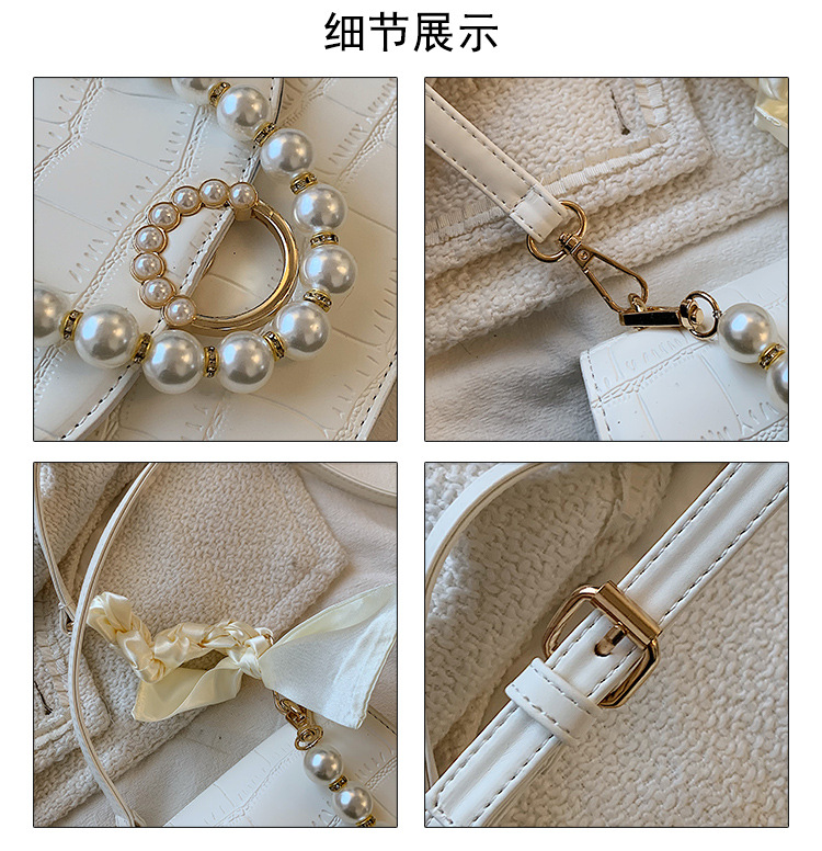 Fashion Solid Color Stone Grain Texture Pearl One-shoulder Messenger Tote Bag display picture 21