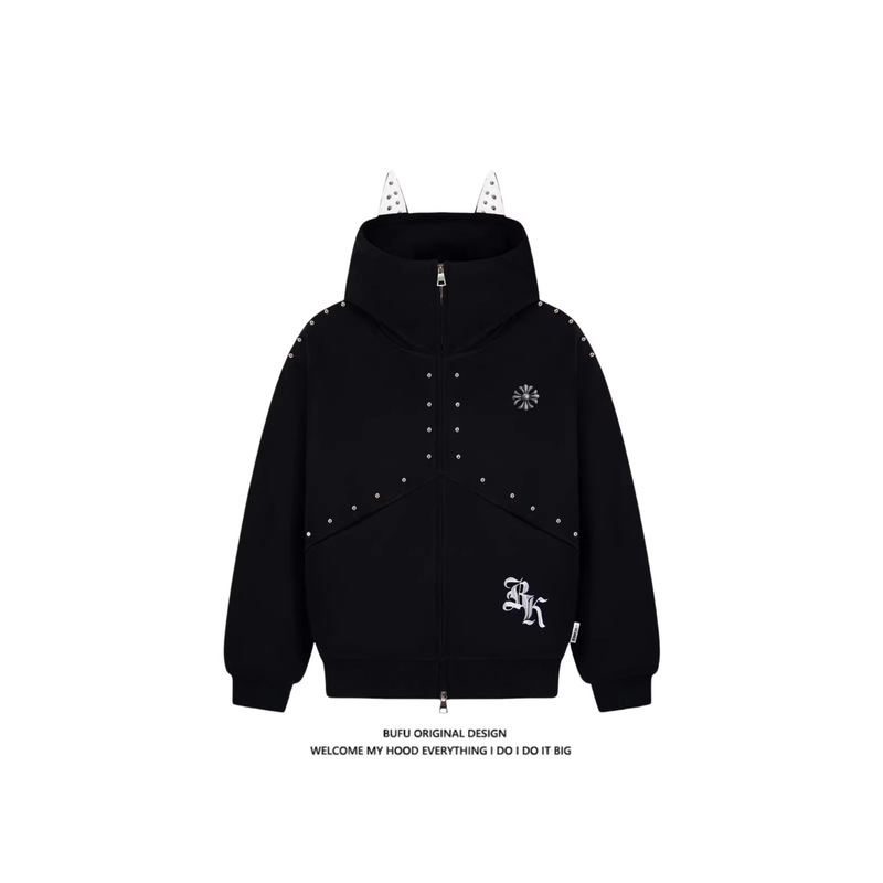 Cross-Border Plus-Size American High Street Rivet-Stitched Dalmatian Hooded Pullover Sweatshirt for Men and Women with Unique Features Cross-Border Plus-Size American High Street Rivet-Stitched Dalmatian Hooded Pullover Sweatshirt for Men and Women with Unique Features