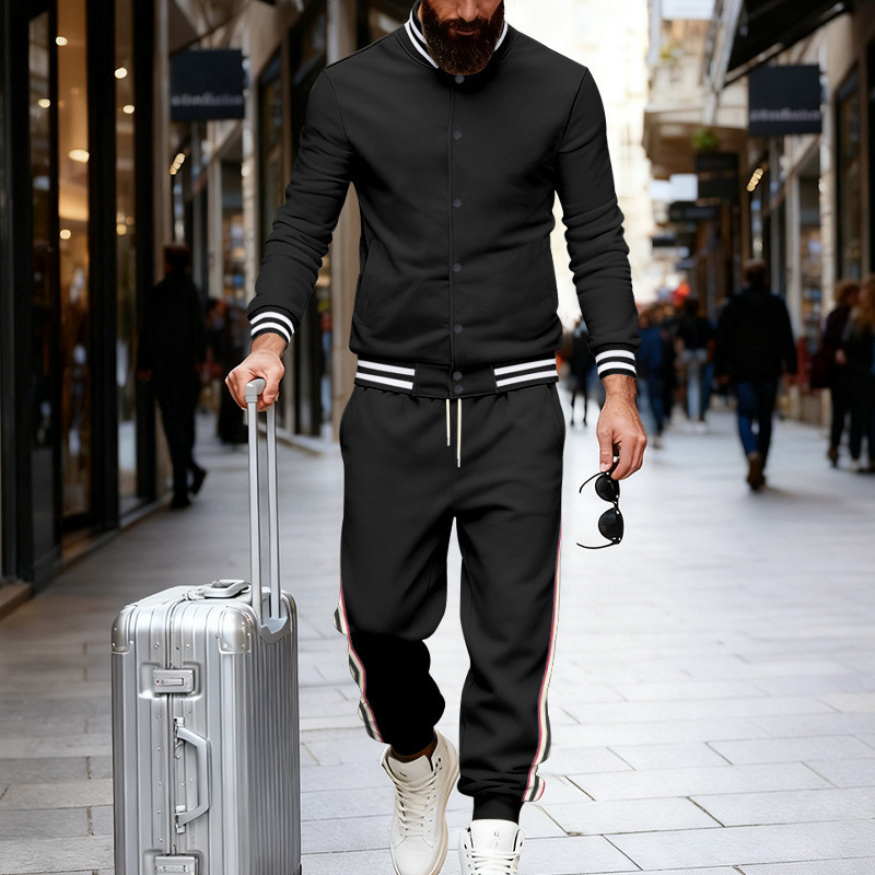 Abbigliamento da uomo - Completo sportivo da baseball foderato in pile pesante da uomo - Abbigliamento casual invernale per esterni - Abbigliamento da pendolare alla moda_voghion.com