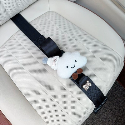 born in the Year of the Horse, Car seat belt - three-point-anti-strangling-safety-belt-black-with-white-hat-and-white-cloud-design