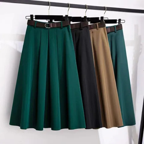 Plus Size Women's Versatile Age-Reducing Skirt Spring & Fall New Fat Girl mm High Waist Covering A-Line Suit Umbrella Skirt