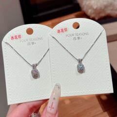 冰花切时尚项链四季情韵锁骨链3A锆石吊坠轻奢高级感简约百搭项链