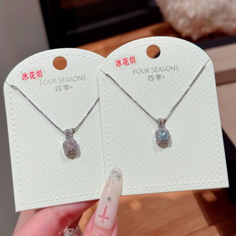 冰花切时尚项链四季情韵锁骨链3A锆石吊坠轻奢高级感简约百搭项链|undefined