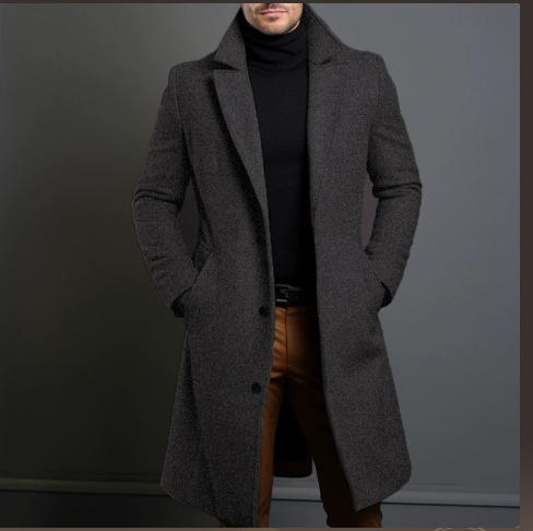Abrigo de Lana para Hombre de Poliéster con Botonadura Simple para Otoño e Invierno