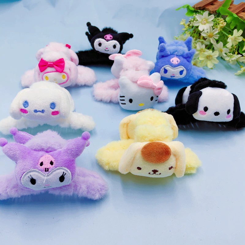 Sanrio, детская плюшевая крабовая булавка, вместимый кукольный, большая прическа, мультяшный милый акула, новая коллекция