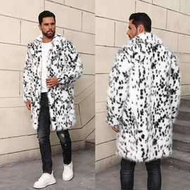 Long Lapel Fluffy Winter Warm Open Front Jacket仿皮草大衣男