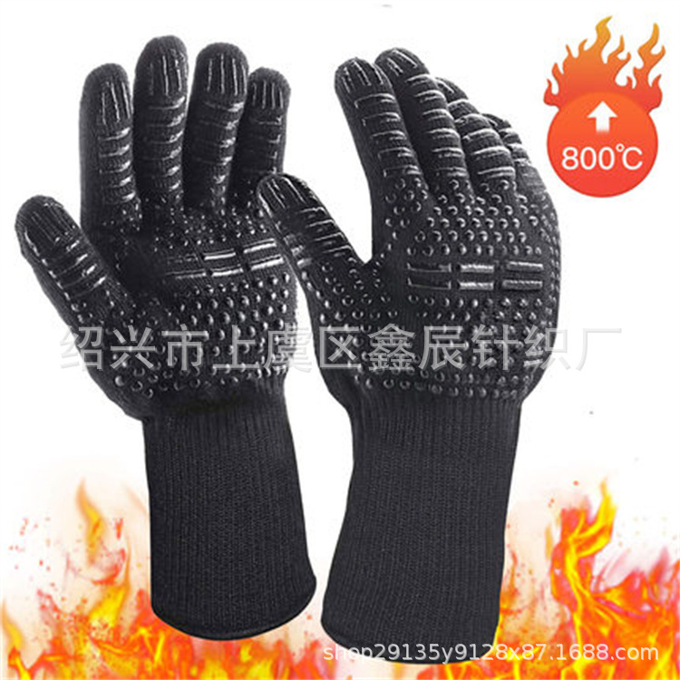 Fabricante 800 grados aramida guantes resistentes a altas temperaturas ignífugo horno de microondas aislamiento térmico horno para hornear guantes de barbacoa-