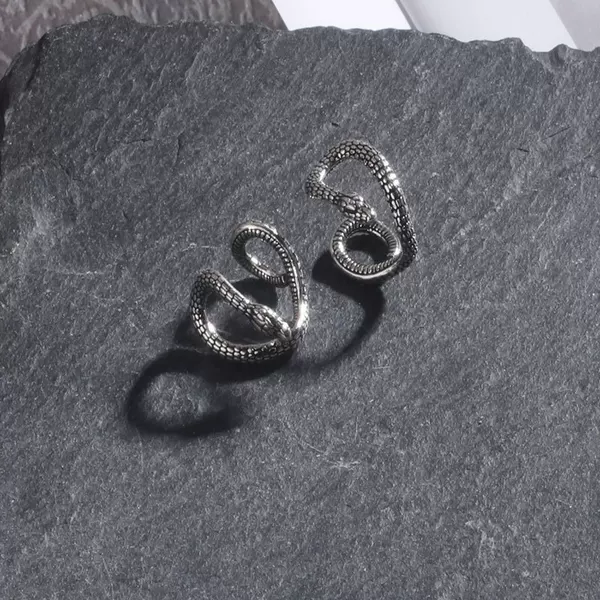 Xinqi Jewelry Retro Non-Pierced Ear Clip Men's Earrings Stylish Cool Style European and American Cross-Border Thai Silver Snake-Shaped Ear Buckle