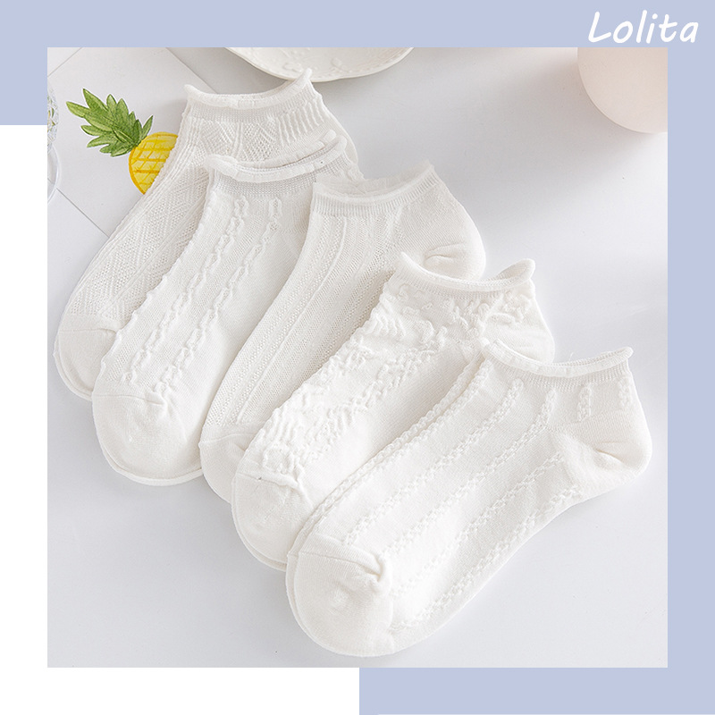White jk socks women's socks summer thin low-top low-cut low-cut ankle socks ins trendy Japanese lolita lace socks