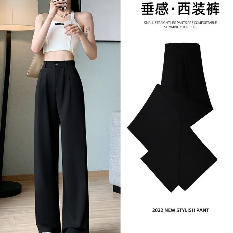 Suit Work Wide-Leg Pants Women's Pants Narrow Casual New Slim Version High-Waist Summer Black Straight Draped 2024