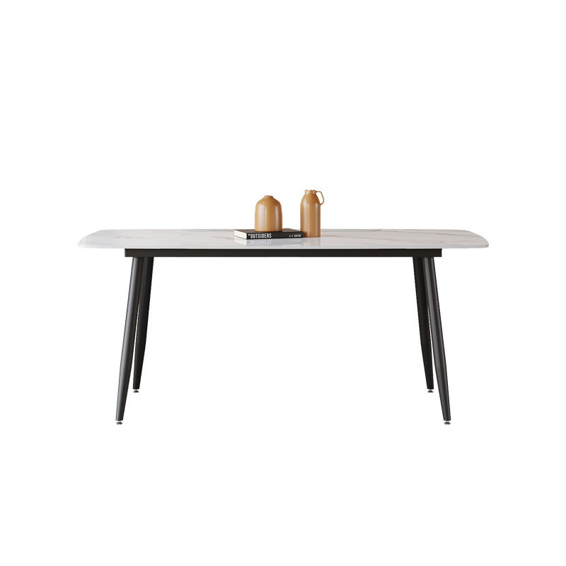 Mesa y silla de comedor de tabla de roca ligera de estilo italiano de lujo, combinación de mesa y silla de comedor de apartamento rectangular moderno y simple.