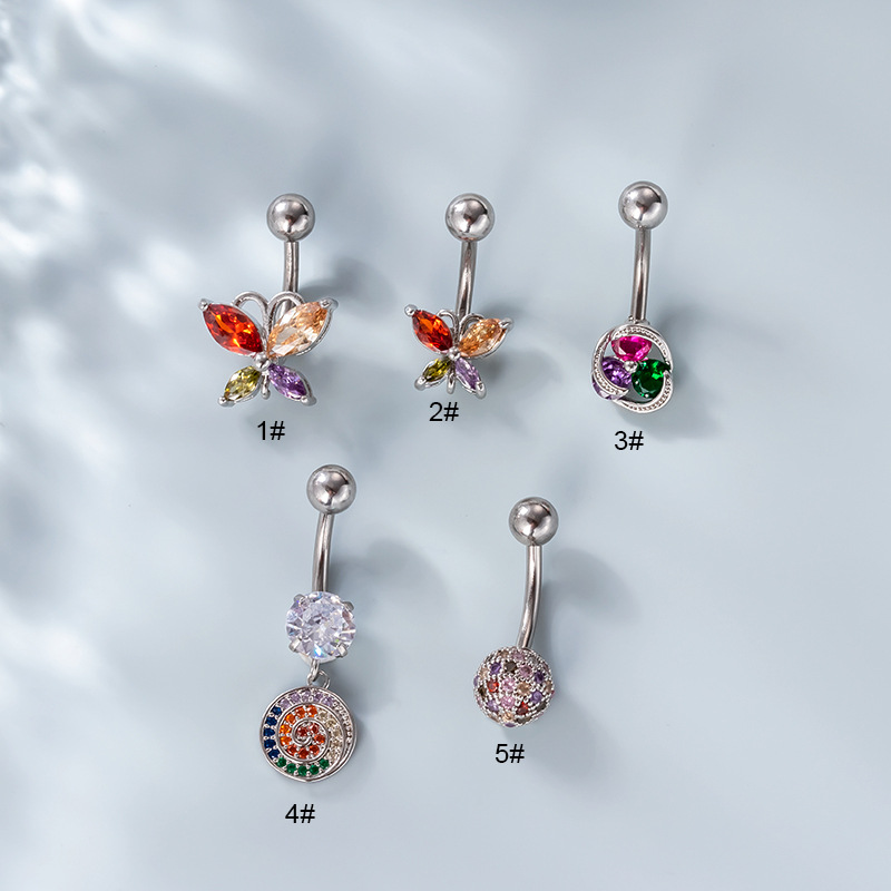 Fashion Butterfly Stainless Steel Plating Zircon Navel stud 1 Piece