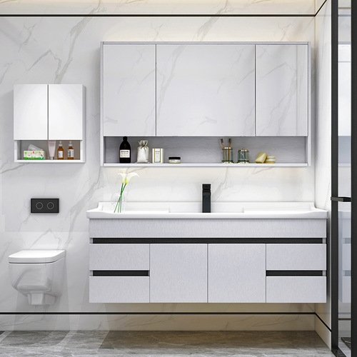 BB4C wholesale solid wood floor-to-ceiling bathroom cabinet combination paint-free environmentally friendly washbasin washbasin bathroom