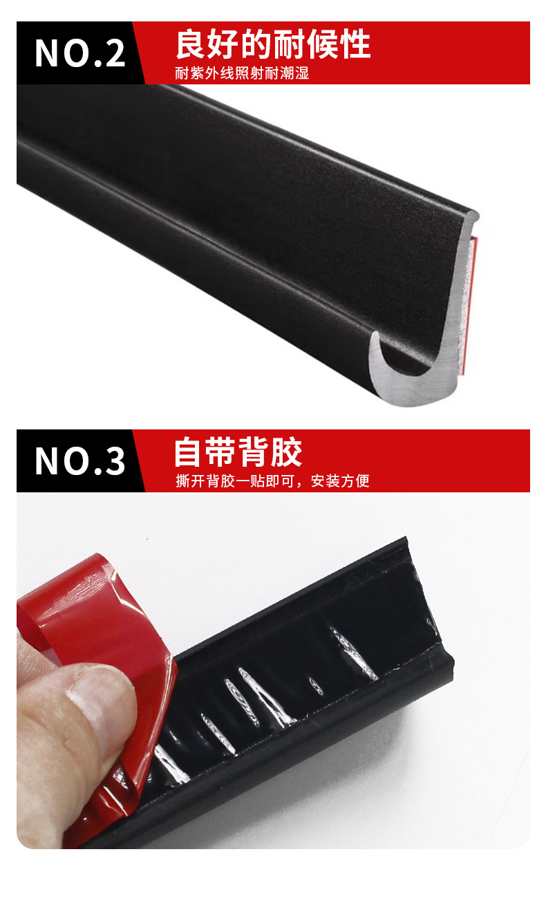 J-Type Car Rubber Strip, Rv Water Guide Strip, Roof Edge Leak-Proof Sealing Strip, Soft Rubber with Good Elasticity, Suitable for Cross-Border Use