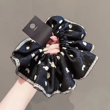 优雅波点印花大肠发圈女韩版气质布艺马尾发绳丸子头皮筋新款头饰