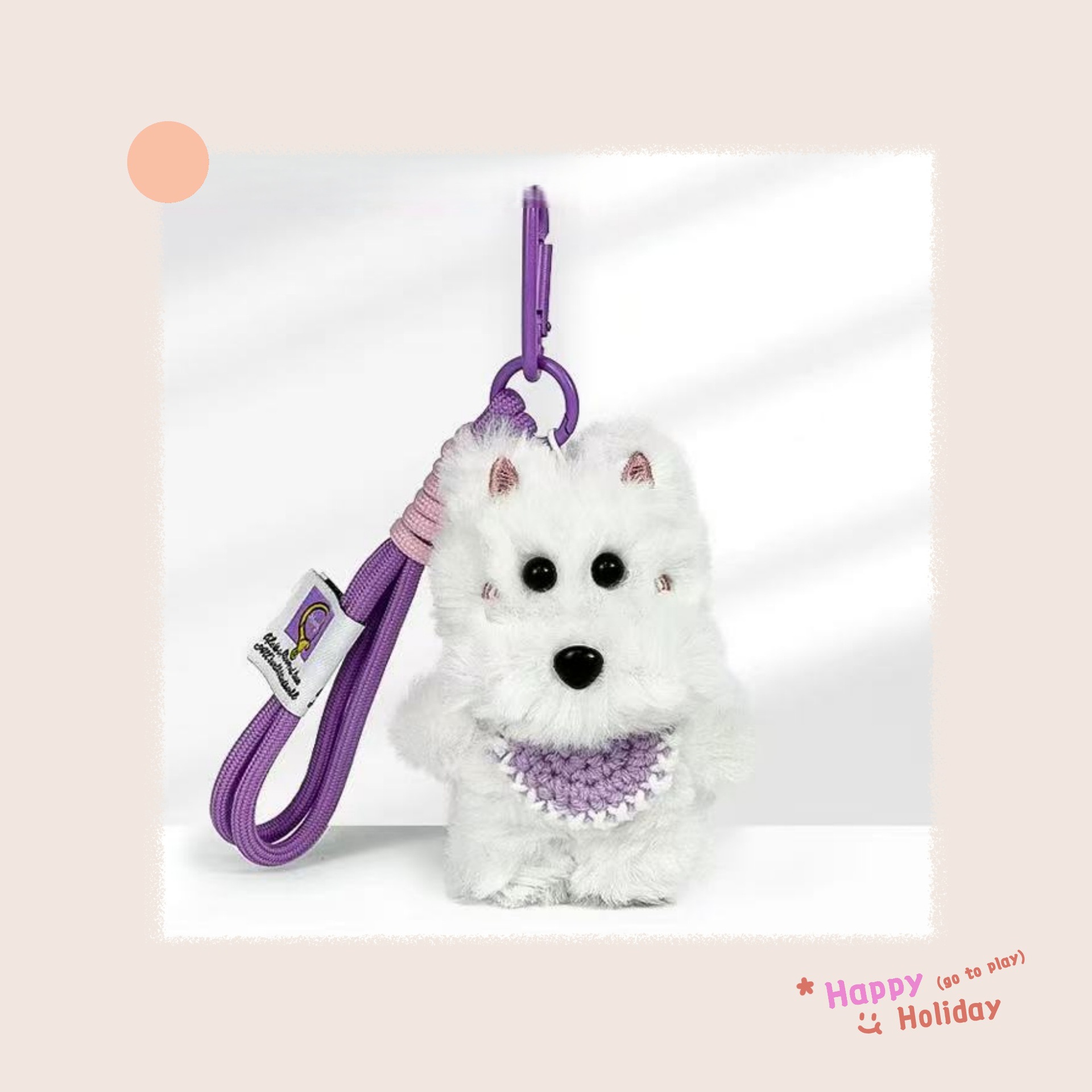 Pequeño libro rojo con peluche West Highlands perros colgantes de bolsa de gancho tejido a mano mini baudoles toallas de saliva muñecas de perros