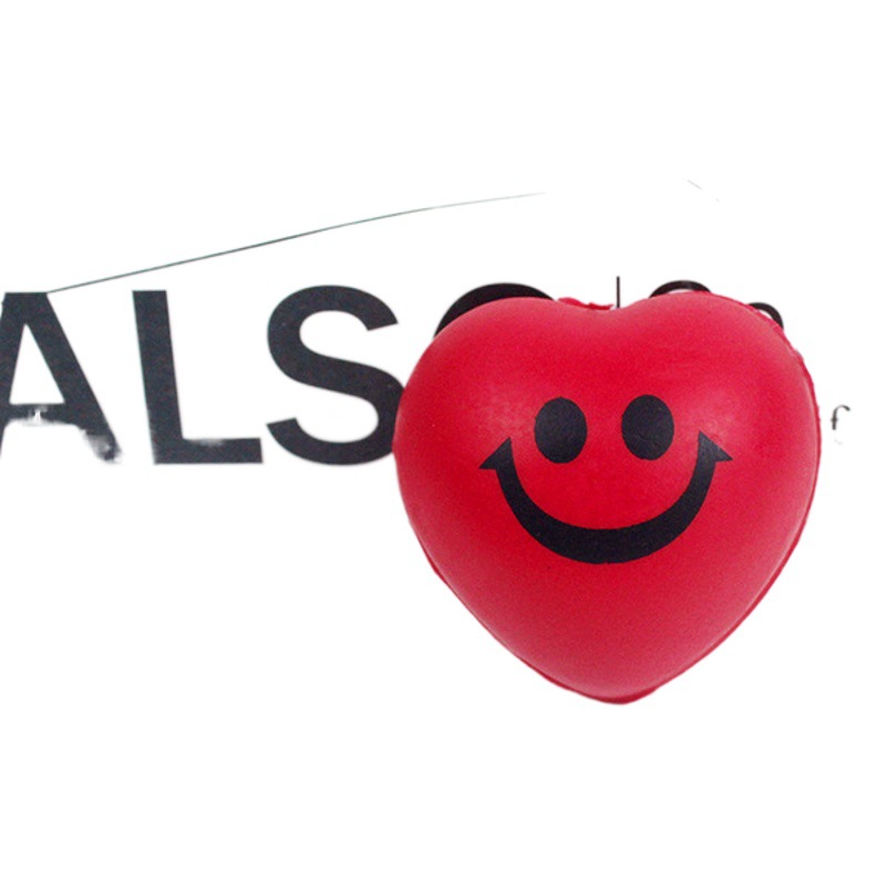 Pu melocotón corazón mini bola de espuma escuela recompensa descompresión Bola de ventilación al por mayor Bola de presión de cara sonriente en forma de corazón transfronteriza