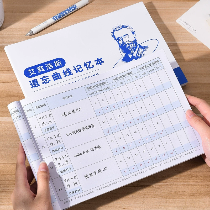 Книга памяти Эbbinghaus, график обзора кривой забывания, бумажная версия, график обзора, форма заметок студента