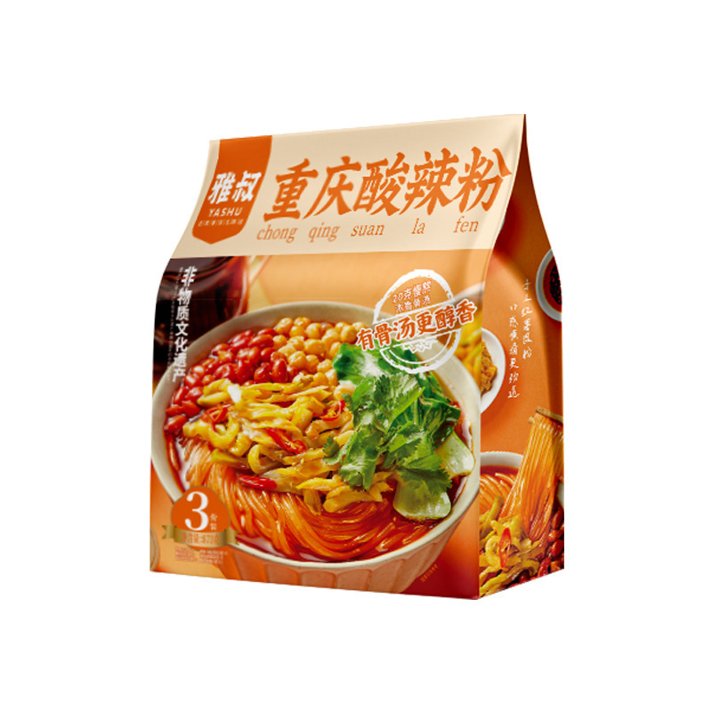 雅おじさんの本場の重慶の酸っぱい辛い粉の袋のファンの赤い油の卸売りの箱の米の線のインスタント食品のメーカーの酸っぱい辛い味のファン|undefined