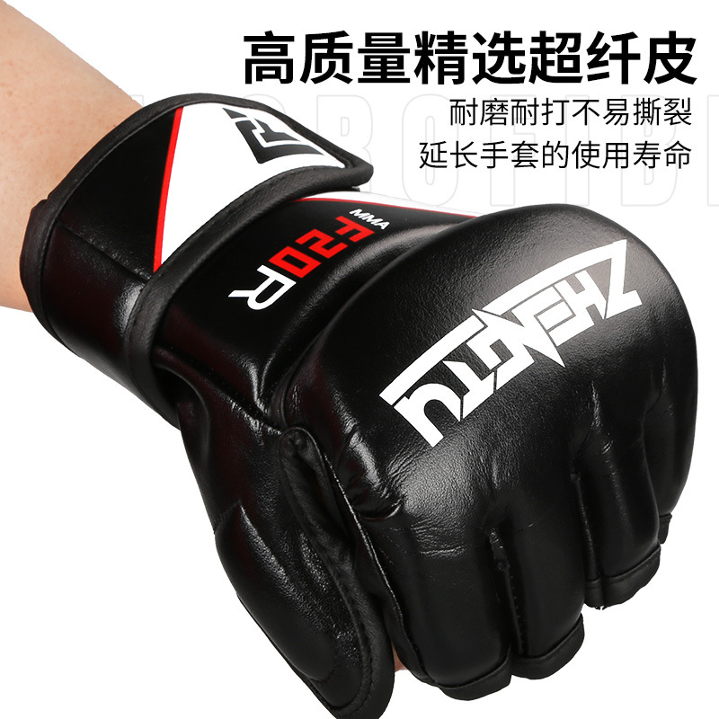 ZTTY Spot Wholesale MMA Microfibra Boxeo Guantes de boxeo Serie UFC con medio dedo