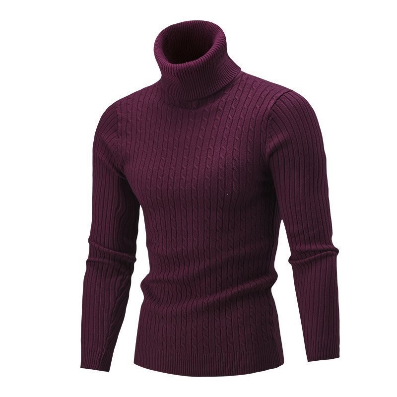 Men's Autumn and winter new high collar color Fried Dough Twists bottoming sweater men_voghion.com