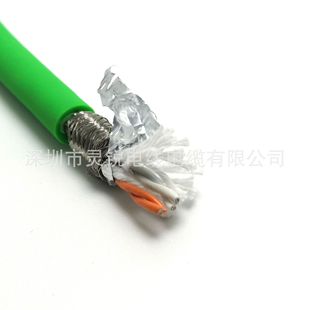 PUR Cable High Flexible Drag Chain Cable TRVVSP-2*2*22AWG (0.3mm2) Green Outer Quilt Polyurethane